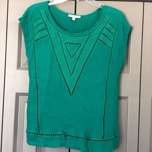 Skies Are Blue Green Blouse